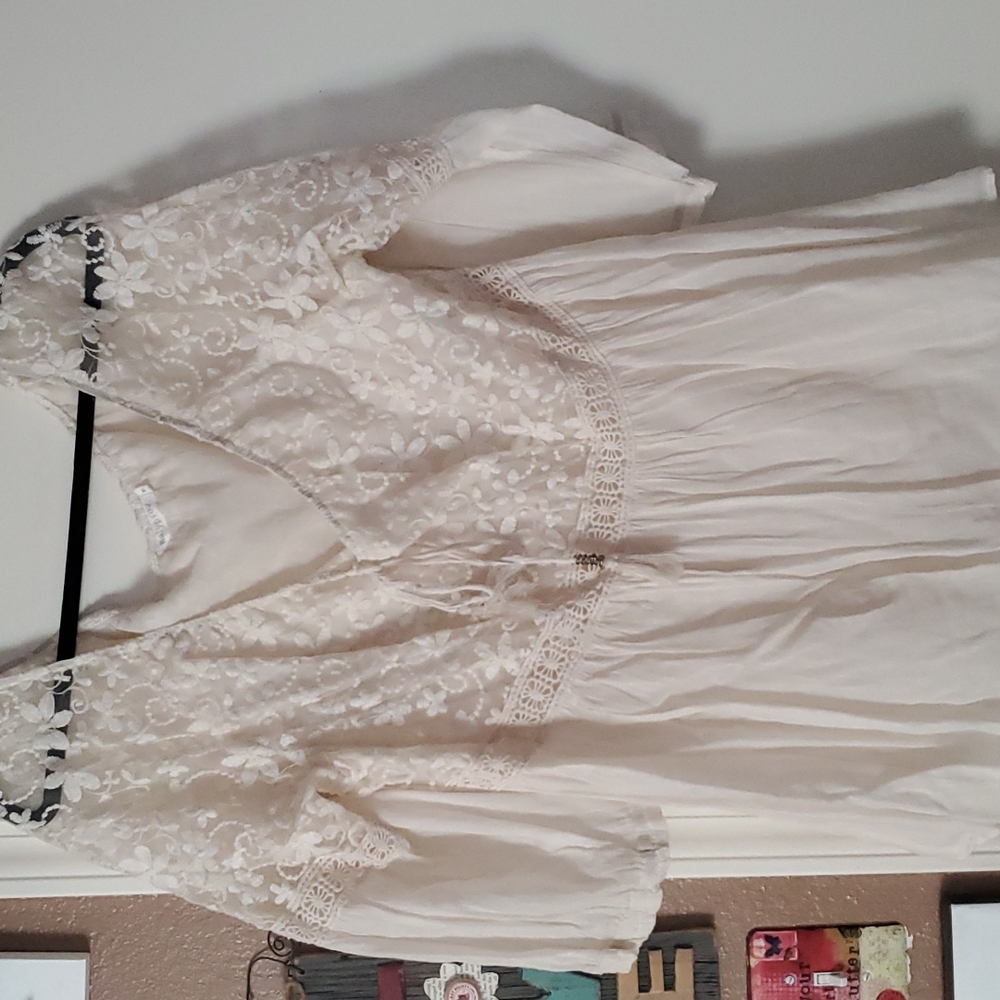 Dressy lace detail 100 percent cotton blouse